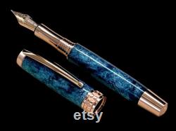 Handcrafted Luxury Rose Gold Fountain Pen, One of a Kind, Handmade in Colorado with Premium Hardware. Ink, Converter, Sleeve and Box Included.