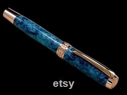 Handcrafted Luxury Rose Gold Fountain Pen, One of a Kind, Handmade in Colorado with Premium Hardware. Ink, Converter, Sleeve and Box Included.