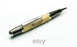 Handcrafted Pen Hand Turned Beautiful Deer Antler, Black Anthracite and Chrome Hardware
