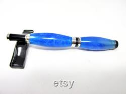 Handmade American Series 2000 Blue Orca Fountain Pen with Platinum Plating