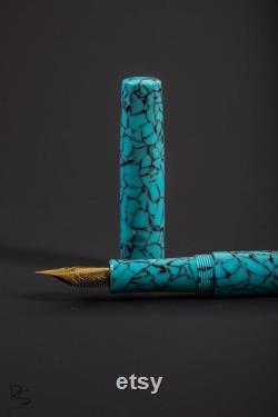 Handmade Bespoke Fountain Pen Turquoise Acrylic