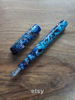 Handmade 'Blue and Bronze Swirl' Fountain Pen