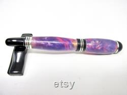 Handmade Churchill Flower Power Acrylic Acetate Rollerball Pen with Silver Plating