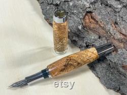 Handmade Collector s Fountain Pen Curly Maple Burl Wood Pen Gift For Dad Personalized Name Engraved Pen Luxury Pen For Writing
