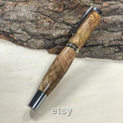 Handmade Collector s Fountain Pen Curly Maple Burl Wood Pen Gift For Dad Personalized Name Engraved Pen Luxury Pen For Writing