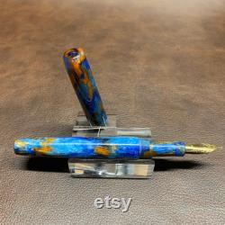 Handmade Diamondcast Blue Macaw Fountain Pen