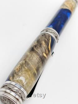 Handmade Fountain Pen, Calligraphy, Maple Burl and Resin Hybrid, Ink Pen,