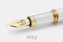 Handmade Fountain Pen Sterling Silver 925 Gold Plated 18K Metal Fittings Christmas Edition