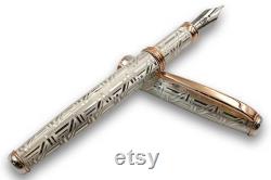 Handmade Fountain Pen Sterling Silver 925 Pen and The City Rose Gold Plated Italy