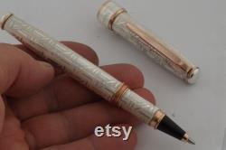 Handmade Fountain Pen Sterling Silver 925 Pen and The City Rose Gold Plated Italy