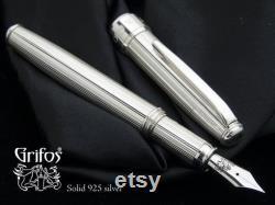Handmade Fountain Pen Sterling Silver Hallmarked 925 Made in Italy Ecofriendly Pen for Life