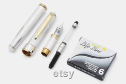 Handmade Fountain Pen Sterling Silver Made in Italy Personalized Writing Instrument