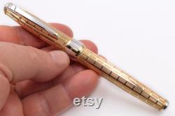 Handmade Fountain Pen Vermeil Sterling Silver Hallmarked 925 M Nib Made in Italy
