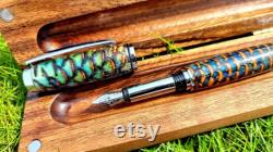 Handmade Fountain Pen with Epoxy Resin and Pine Cones Unique and Personalized Gift