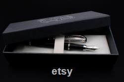 Handmade Fountain Pen with Sterling Silver 925 cap and Black lacquer body