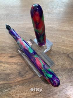 Handmade Purple, Pink and Green Diamondcast Fountain Pen