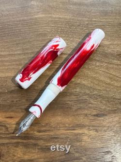 Handmade 'Red and White' Fountain Pen