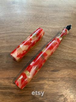 Handmade Red, white and green Pen Rod Co Fountain Pen