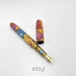 Handmade Resin With Stable Wood Fountain Pen With Metal Grip 6 Size F Bock Nib Each One Are Different