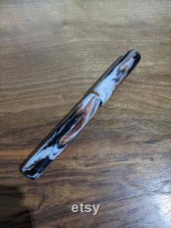 Handmade White Black and Copper Diamondcast Fountain Pen