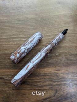 Handmade White and Copper Diamondcast Fountain Pen