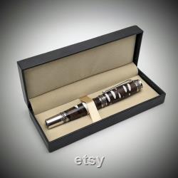 Handmade majestic wooden fountain pen made from banksia pod cast in resin Swarovski crystal titanium plated fittings rhodium plated clip