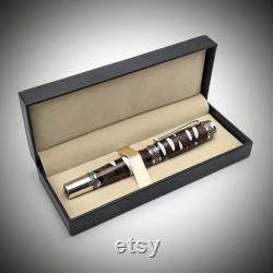 Handmade majestic wooden fountain pen made from banksia pod cast in resin Swarovski crystal titanium plated fittings rhodium plated clip
