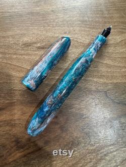 Handmade turquoise and copper Diamondcast Fountain Pen