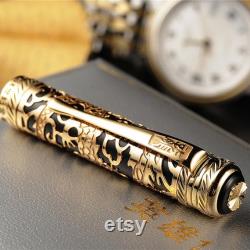 Hero 14K Gold Century Dragon Embossed Fountain Pen, Noble Carving Writing Pen with Gift Box