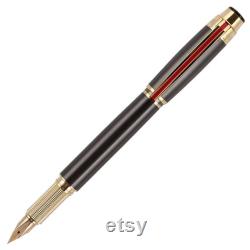 Hero 200E 14K Solid Gold Nib Fountain Pen, Gold Black Trim Signature Pen with Gift Case Set