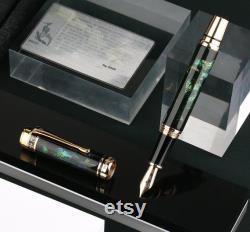 Hero 2189A 18K Fountain Pen, Deer Pattern Inlayed with Seashell Limited Edition Classic Elite Collection Signature Pen