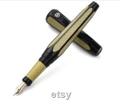 Hero H712 10K Gold Fountain Pen, Fine Nib and Rollerball Pen Nib Writing Pen,Hexagon Metal Noble Business Pen with Gift Box