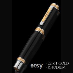 High Quality Fountain Pen Pitchman Closer Black Fountain Pen a luxury pen handcrafted of 22 Kt Gold and Rhodium
