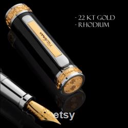 High Quality Fountain Pen Pitchman Closer Black Fountain Pen a luxury pen handcrafted of 22 Kt Gold and Rhodium