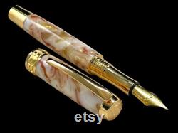 Highlander 5280 Gold and Cream Acrylic Artisan Handcrafted Fountain Pen. High End Luxury. Choose From 8 Ink Colors Hand Made in Colorado.