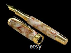 Highlander 5280 Gold and Cream Acrylic Artisan Handcrafted Fountain Pen. High End Luxury. Choose From 8 Ink Colors Hand Made in Colorado.