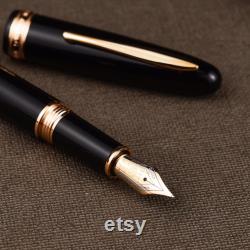 Hongdian 1841 Red Black Resin 14K Gold Fountain Pen, 14K Gold EF F Nib 32 Nib Classic Pen Gift