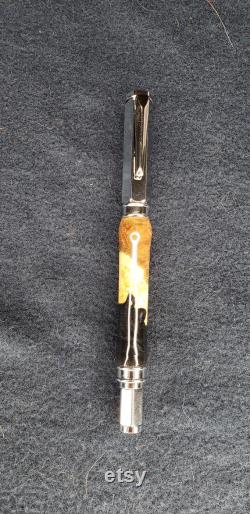 Hybrid Fountain Pen Australian Malee Burl and Black Resin