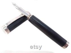 Irish bog oak stainless steel fountain pen.