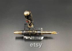 Junior Harold Fountain Pen with Austin Texas Watch Parts and Carbon Fiber Body