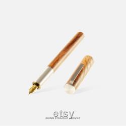 KAYU ALMOND SILVER Custom, handmade, kitless fountain pen Almond wood Silver anodizing Writing, lettering, calligraphy, drawing, art