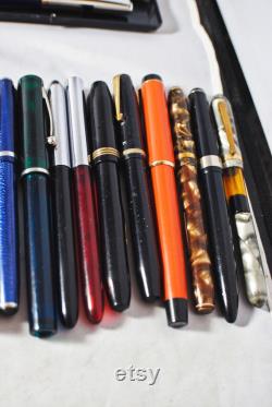 Large lot of 50 ink pens, mostly Fountain pens. Sold for Restoration, Parts, or Collection.