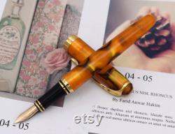 Limited Edition Haolilai Gold Fountain Pen, 14K Gold M Nib Instrument Writing