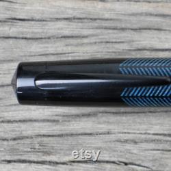 Luna eclipse custom fountain pen with ebony and dyed blue body, ebonite section