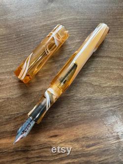 Luxury Handmade Omas Orange Swirl Bespoke Fountain Pen.