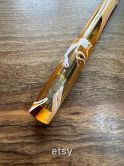 Luxury Handmade Omas Orange Swirl Bespoke Fountain Pen.