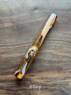 Luxury Handmade Omas Orange Swirl Bespoke Fountain Pen.