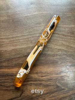 Luxury Handmade Omas Orange Swirl Bespoke Fountain Pen.