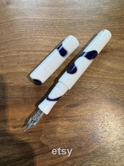 Luxury Handmade Omas white blue swirl Bespoke Fountain Pen