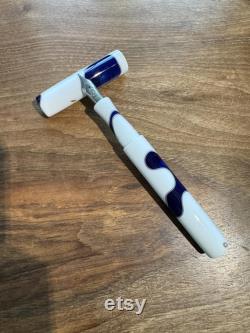 Luxury Handmade Omas white blue swirl Bespoke Fountain Pen